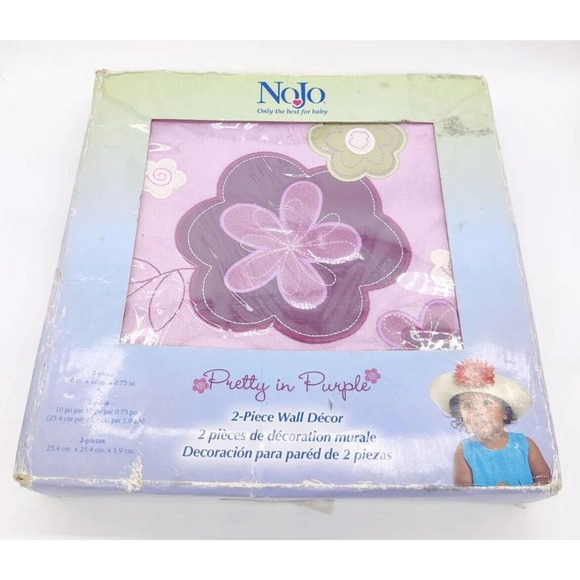 NOJO Pretty in Purple 2pc Wall Decor Art Pictures Nursery Girl Bedroom Flowers - Picture 1 of 7